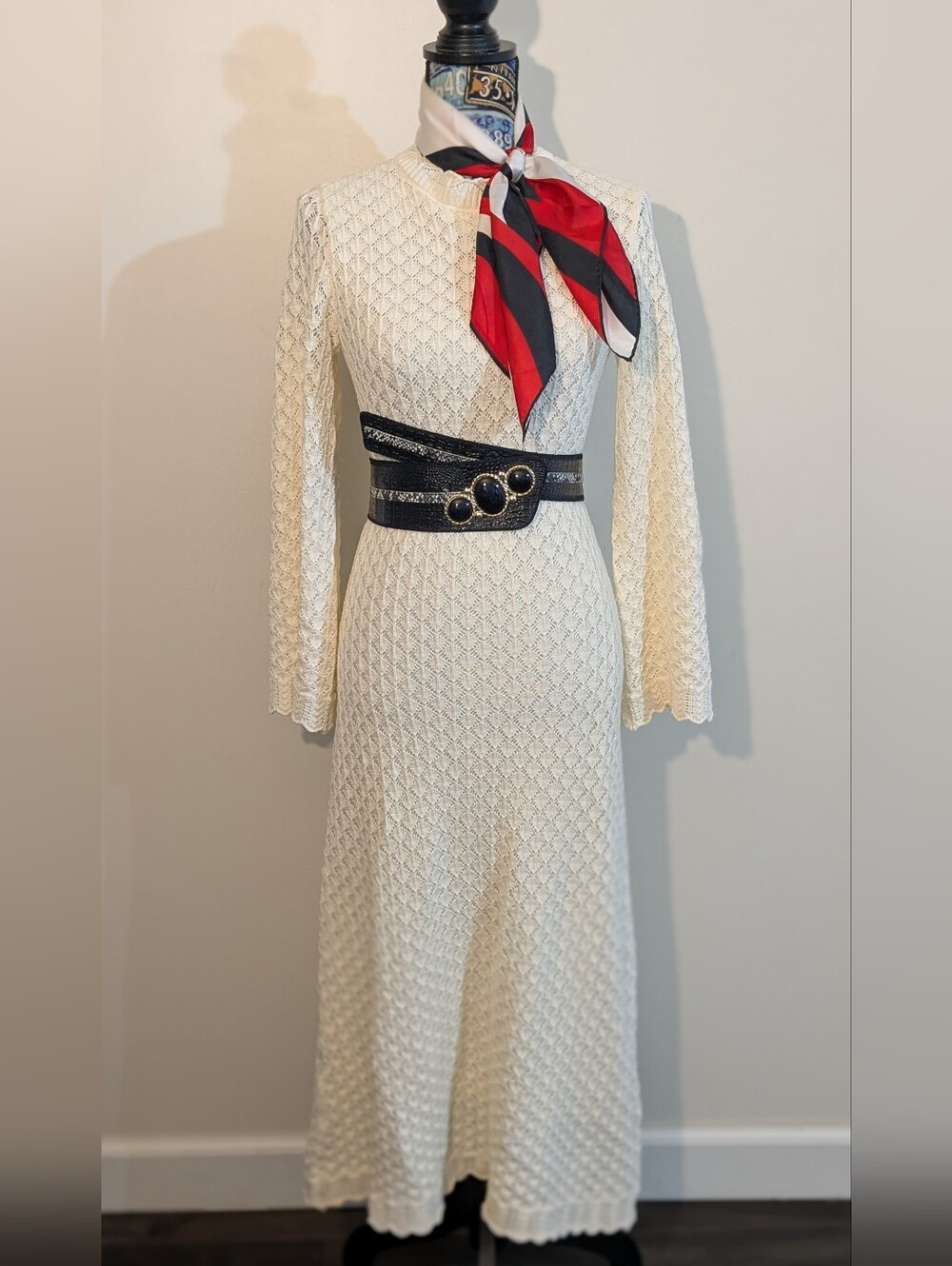 Hyacinth House Bohemian Pointelle Knit Colby Sweater Silhouette Dress $178